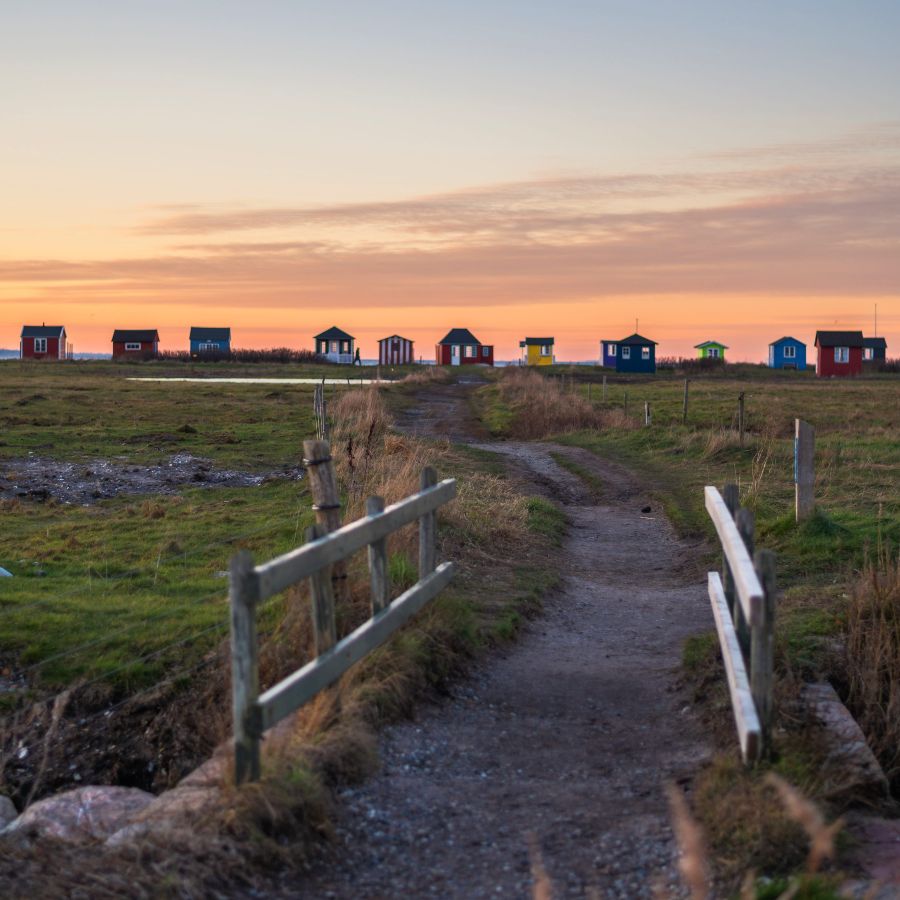 Badehuse ved Vesterstrand på Ærø